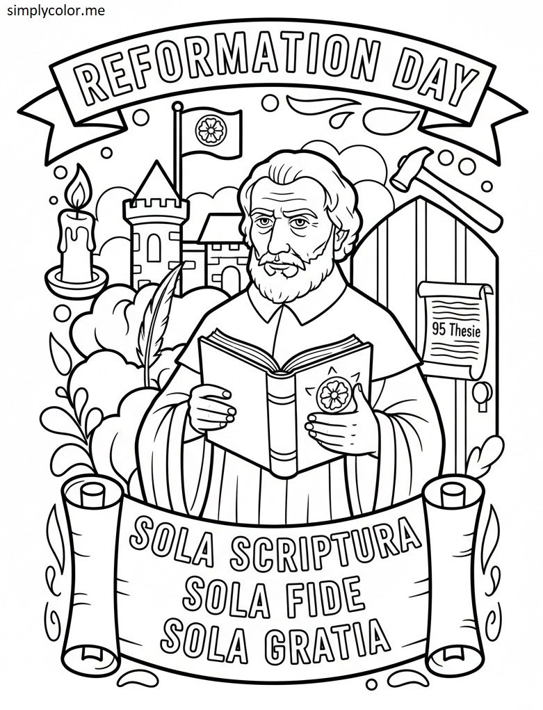 Reformation day coloring page