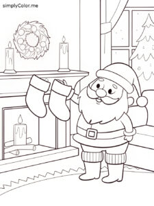 Santa stocking coloring page Santa stocking coloring page