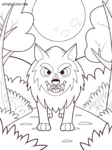 Scary wolf coloring page Scary wolf coloring page