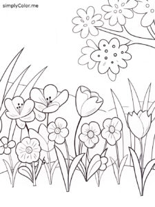 Spring flowers coloring sheet Spring flowers coloring sheet