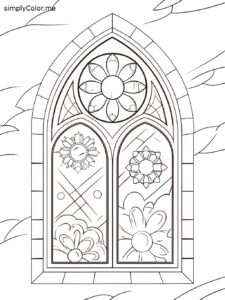 Stained glass window coloring sheet
