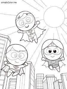 Superheroes coloring page