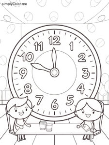 Telling time coloring sheet