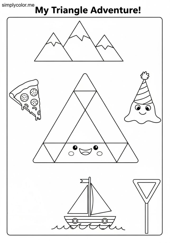 Triangle shapes coloring page