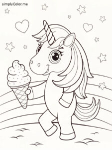 Unicorn ice cream coloring sheet Unicorn ice cream coloring sheet