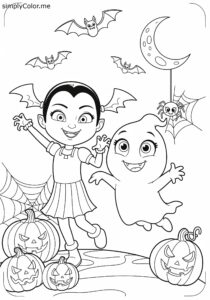 Vampirina and Demi spooky fun coloring page