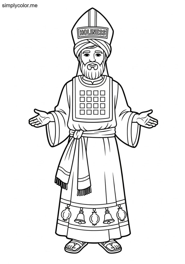 Aaron as the high priest biblical coloring page
