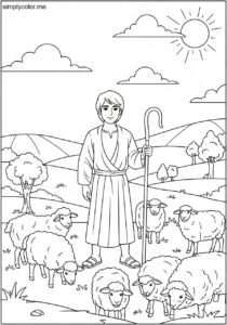 Abel tending his flock biblical coloring page
