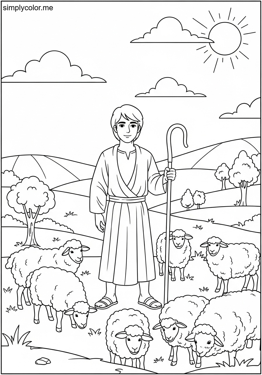 Abel tending his flock biblical coloring page