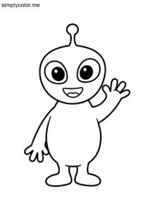 Alien waving coloring sheet for kids