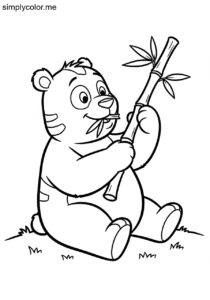 Andy Panda eating bamboo printable coloring sheet for kids