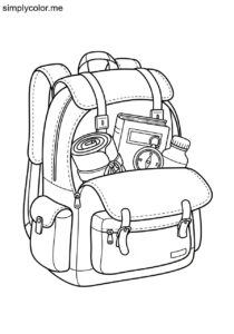 Backpack holding items coloring sheet for kids Backpack holding items coloring sheet for kids
