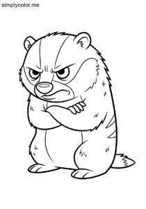 Badger being grumpy printable coloring sheet for kids