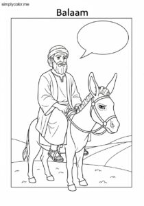 Balaam and the talking donkey biblical coloring page