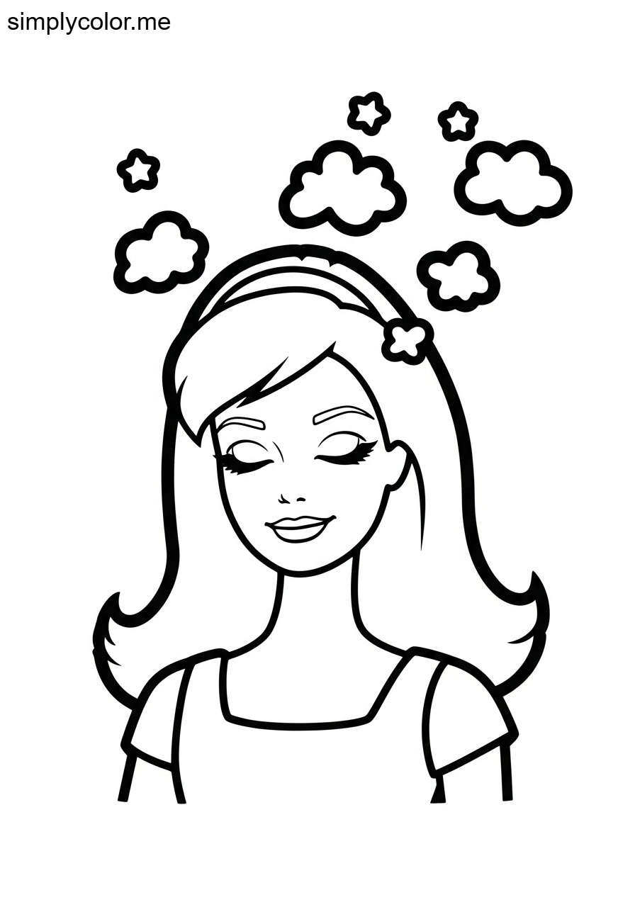 Barbie dreaming coloring sheet for kids