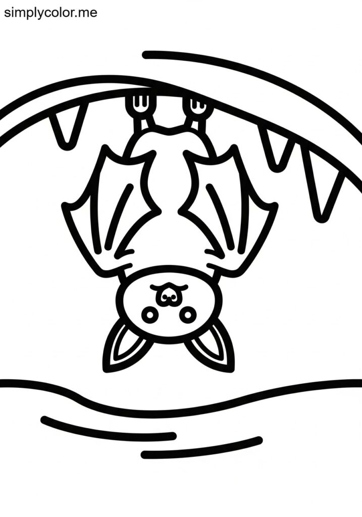 Bat in a cave coloring page