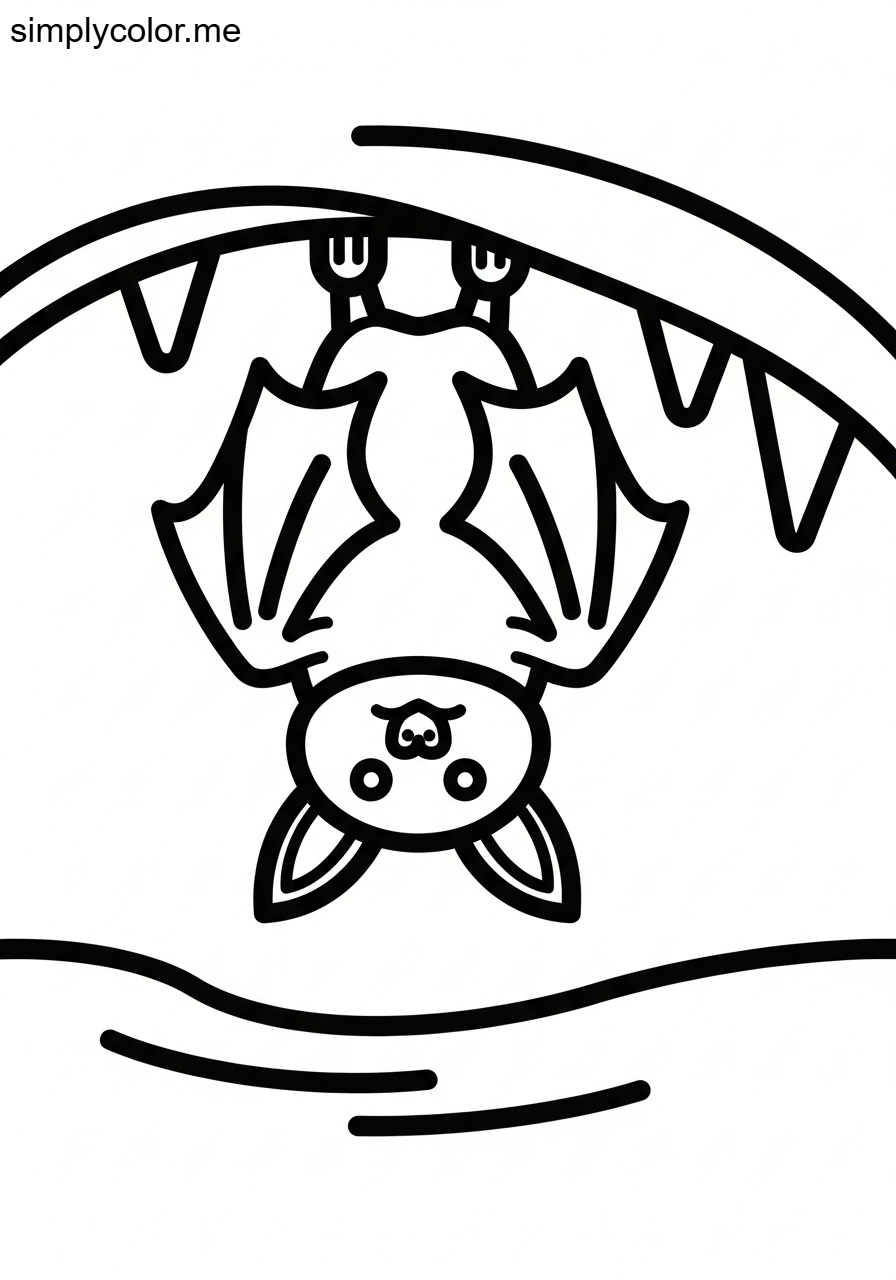 Bat in a cave coloring page
