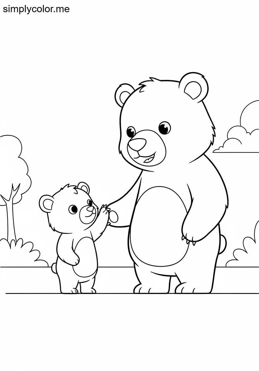 Bear being best friend printable coloring sheet for kids