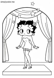 Betty Boop singing on stage printable coloring sheet for kids Betty Boop singing on stage printable coloring sheet for kids