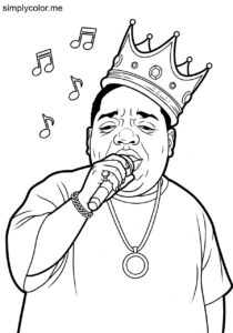 Biggie singing coloring sheet for kids Biggie singing coloring sheet for kids