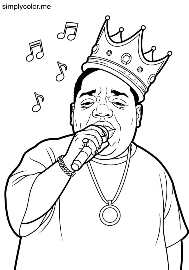 Biggie singing coloring sheet for kids