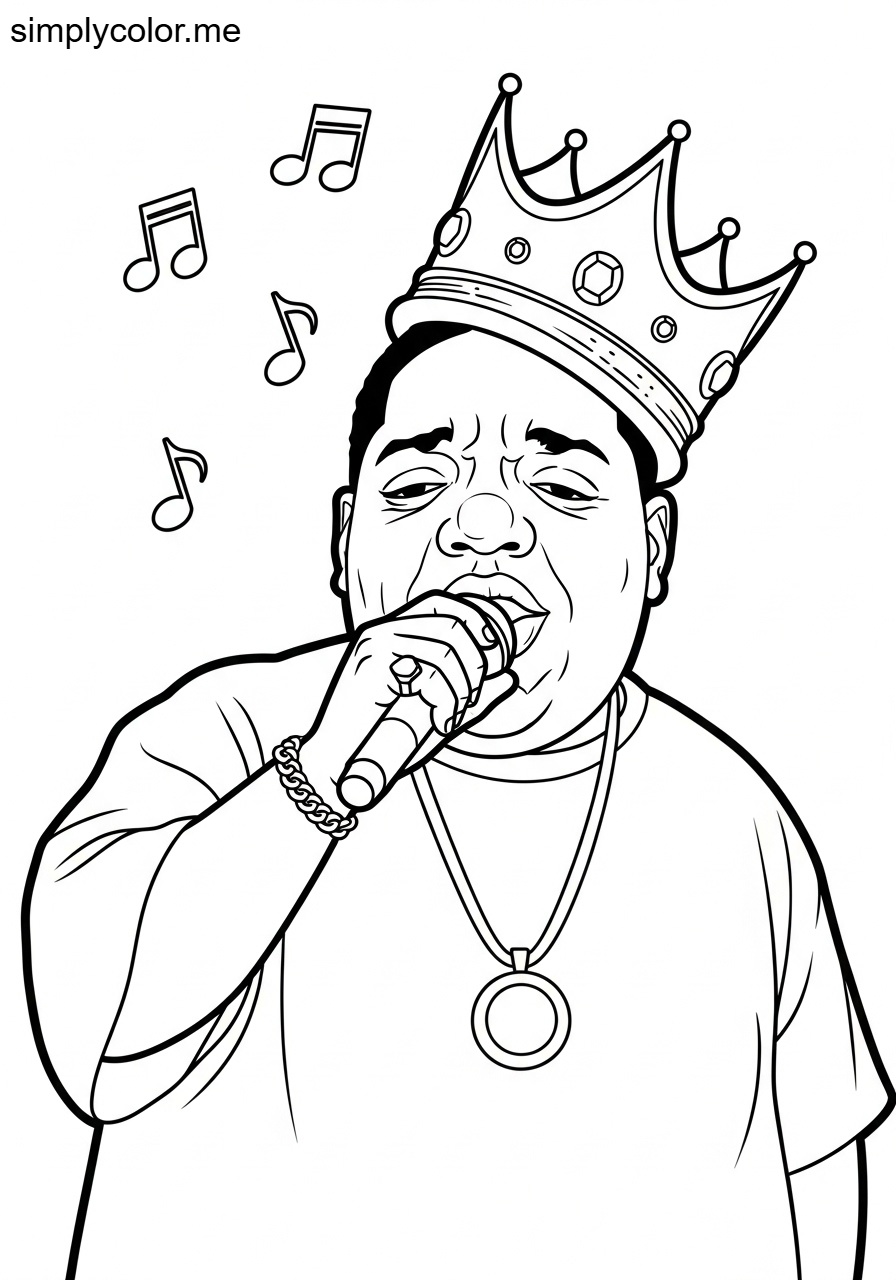 Biggie singing coloring sheet for kids