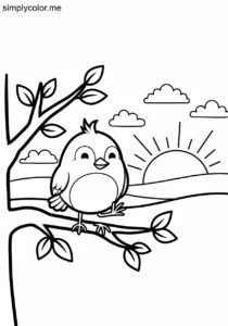 Birdie being early bird printable coloring sheet for kids