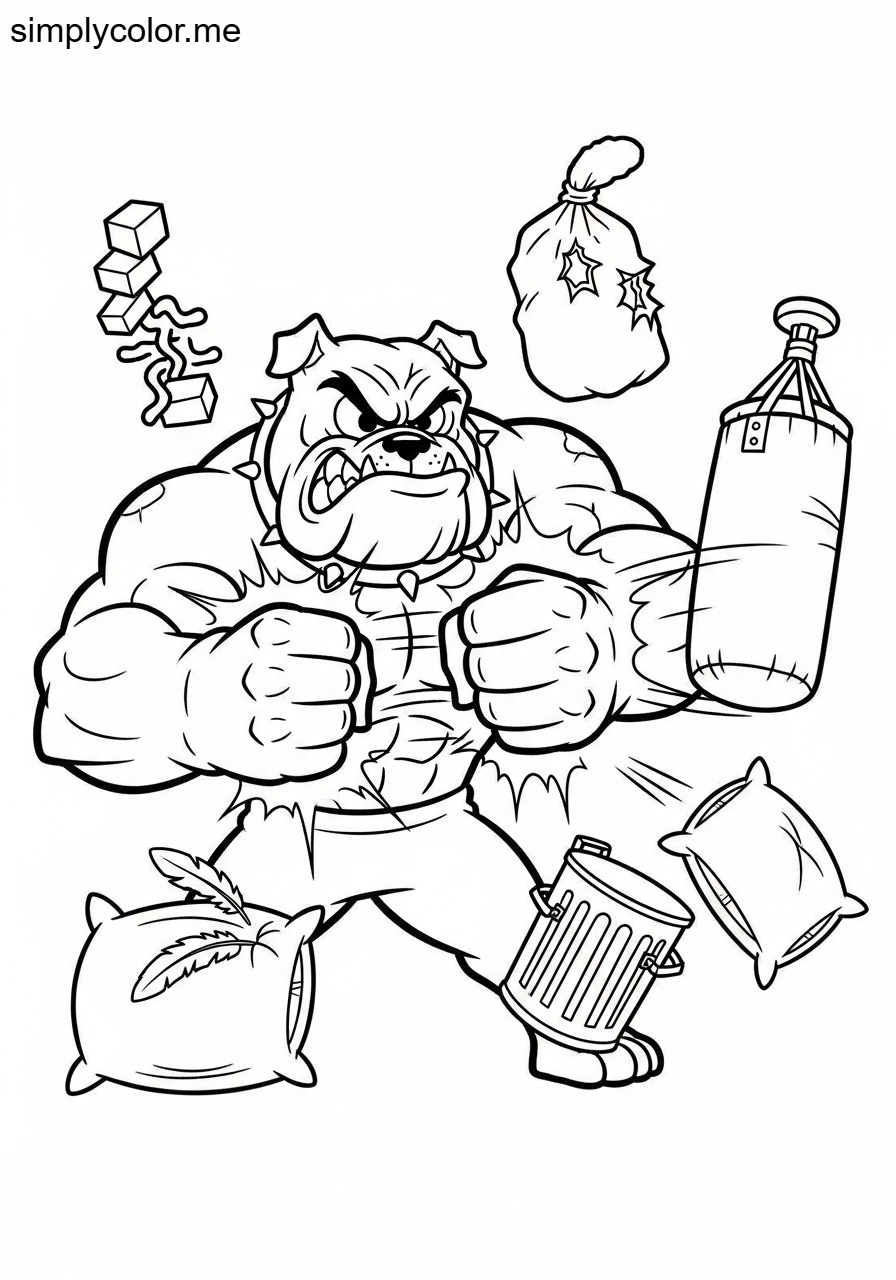 Butch punching things printable coloring sheet for kids