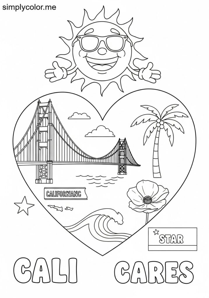 Cali caring coloring sheet for kids