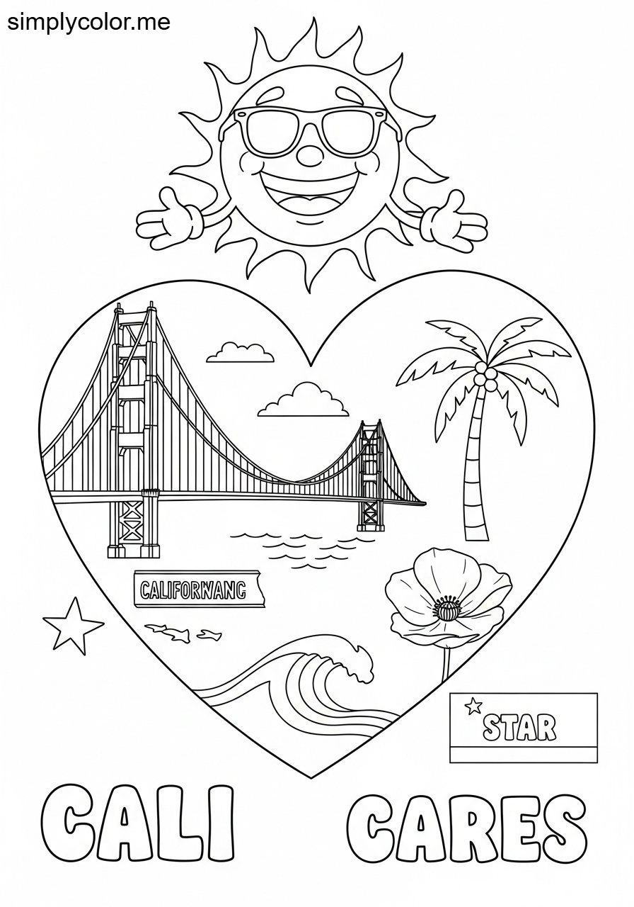 Cali caring coloring sheet for kids