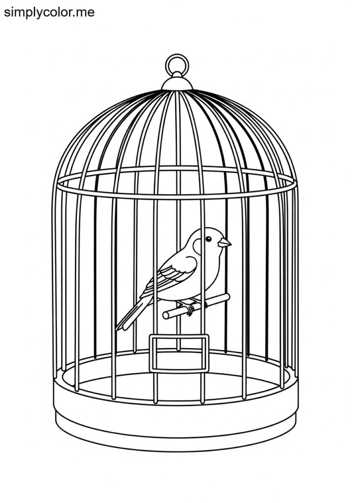 Canary in a cage coloring page