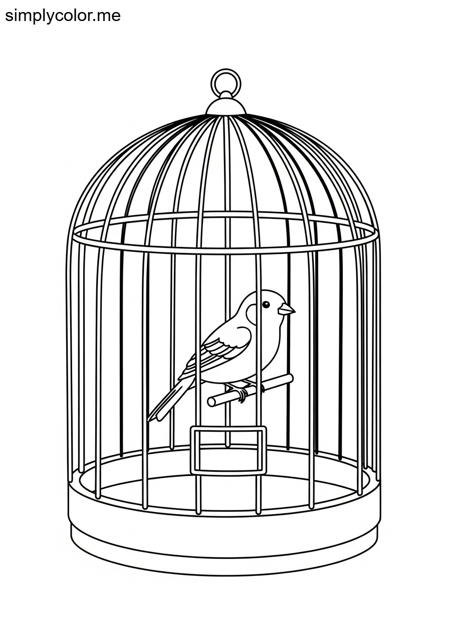 Canary in a cage coloring page