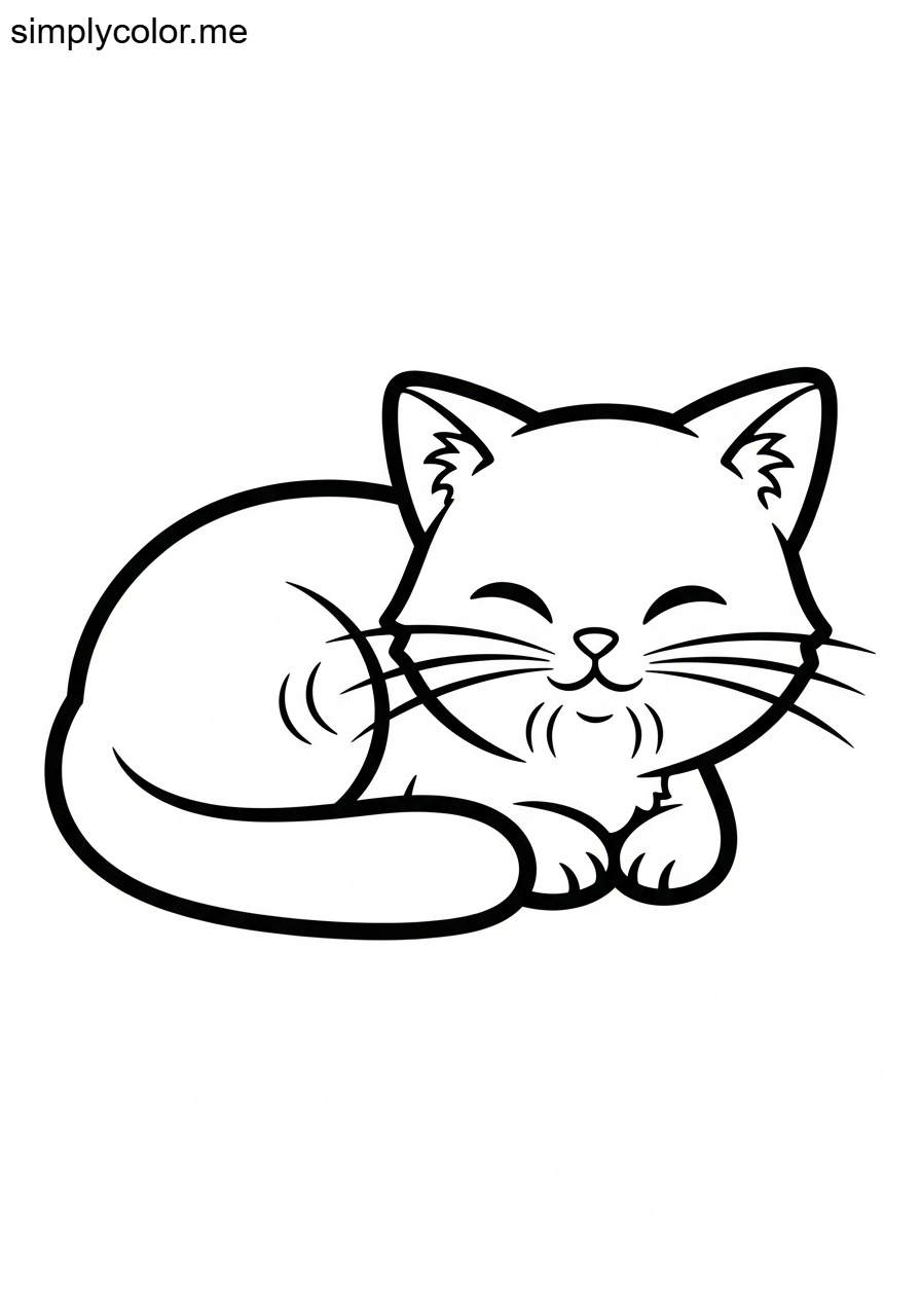 Candy Cat purring coloring sheet for kids