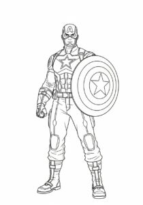 Captain America holding his shield printable coloring sheet for kids