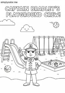 Captain Bradley commanding playground printable coloring sheet for kids
