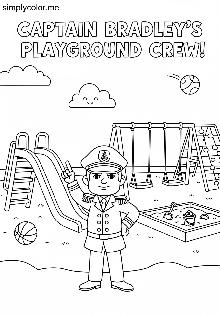 Captain Bradley commanding playground printable coloring sheet for kids