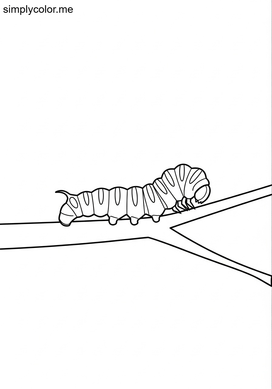 Caterpillar on a branch coloring page