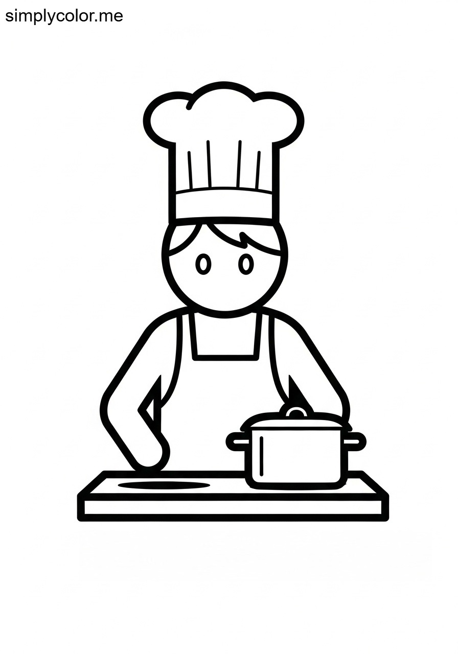 Chef cooking coloring sheet for kids