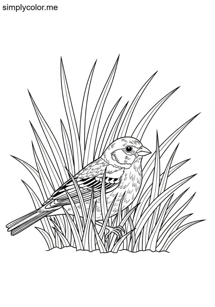 Chestnut bunting in the grass coloring page