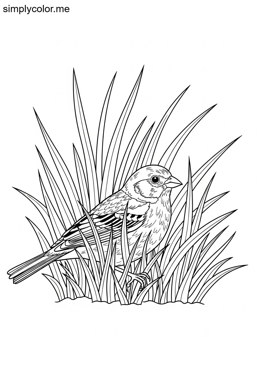 Chestnut bunting in the grass coloring page