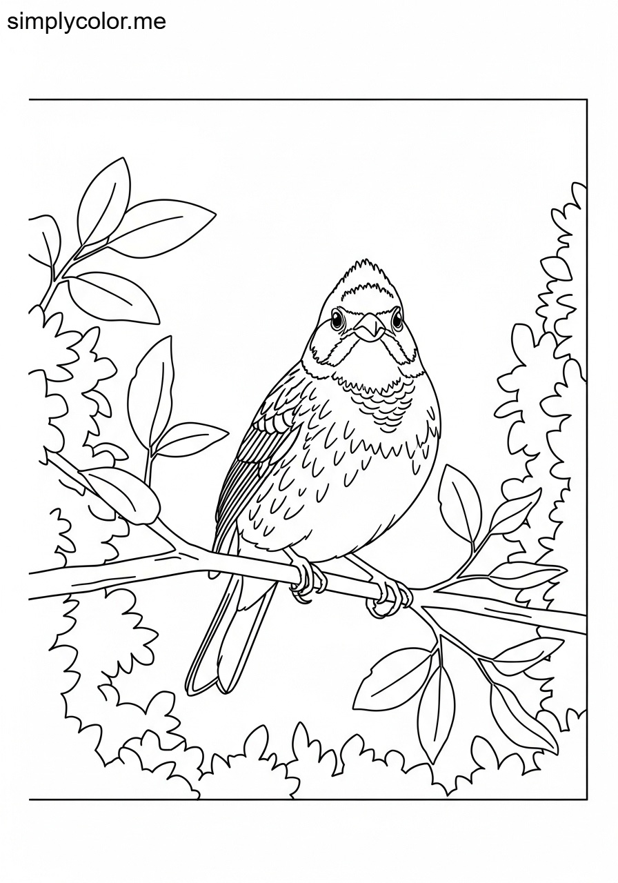 Cirl bunting in the hedge coloring page