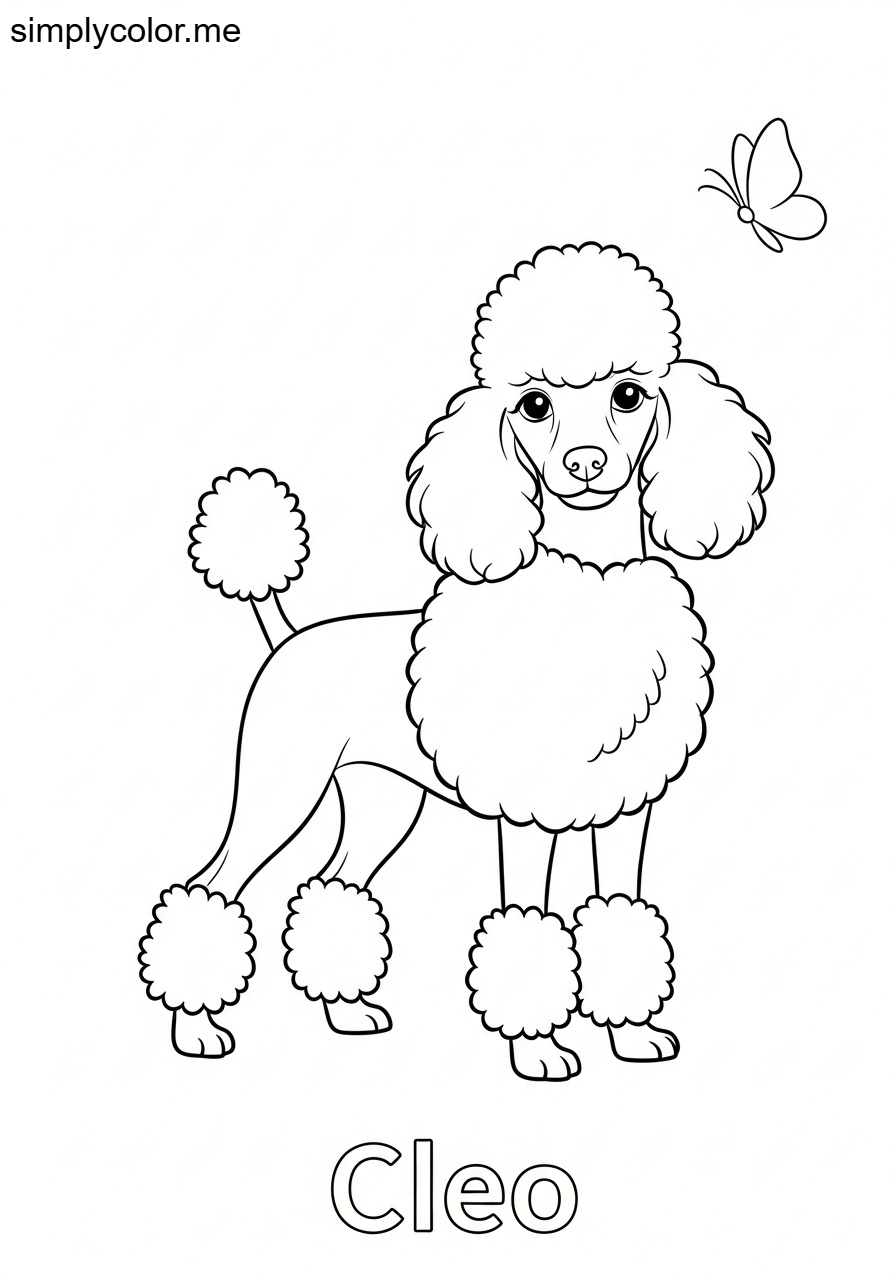 Cleo being purple poodle printable coloring sheet for kids