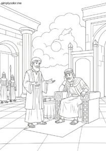 Daniel interpreting the king’s dream biblical coloring page