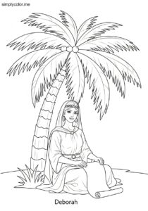 Deborah under the palm tree biblical coloring page