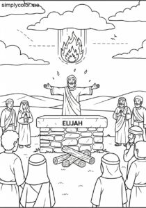 Elijah calling fire from heaven biblical coloring page