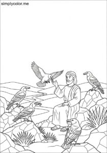 Elijah fed by the ravens biblical coloring page