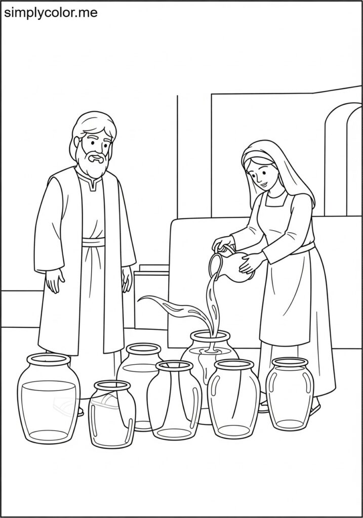 Elisha and the widow’s oil biblical coloring page