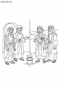 Elisha healing Naaman biblical coloring page
