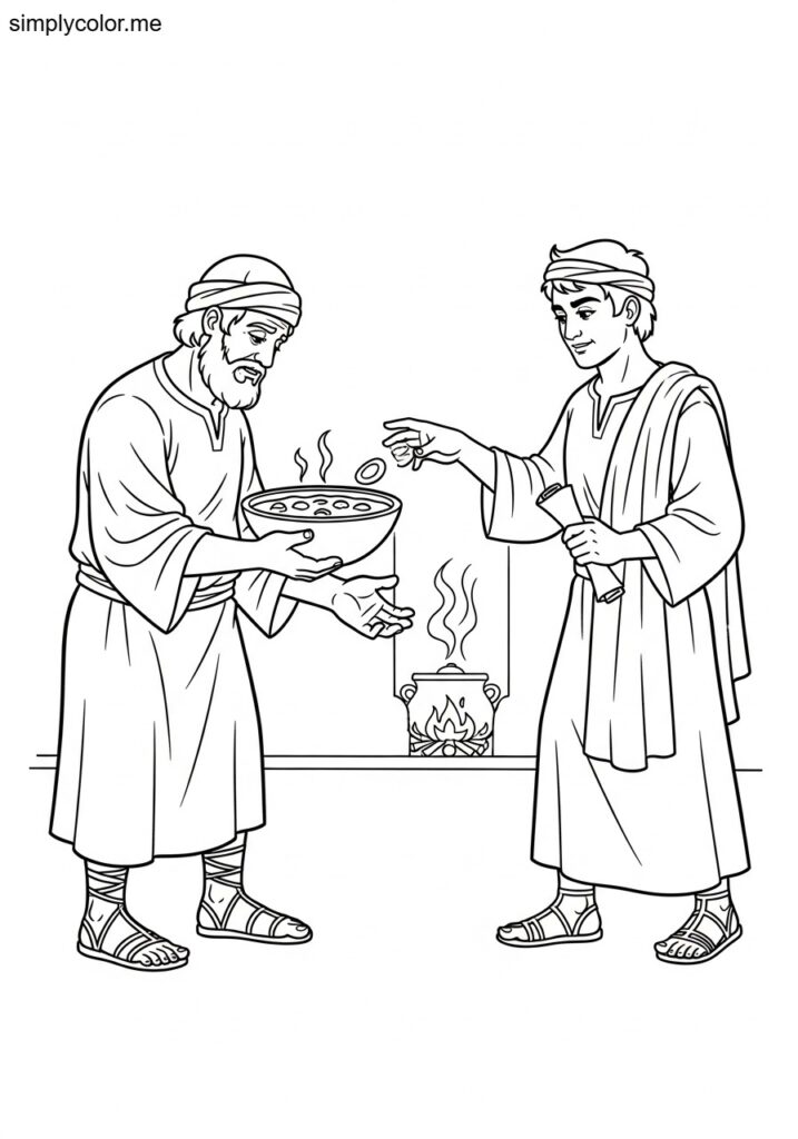 Esau selling his birthright biblical coloring page