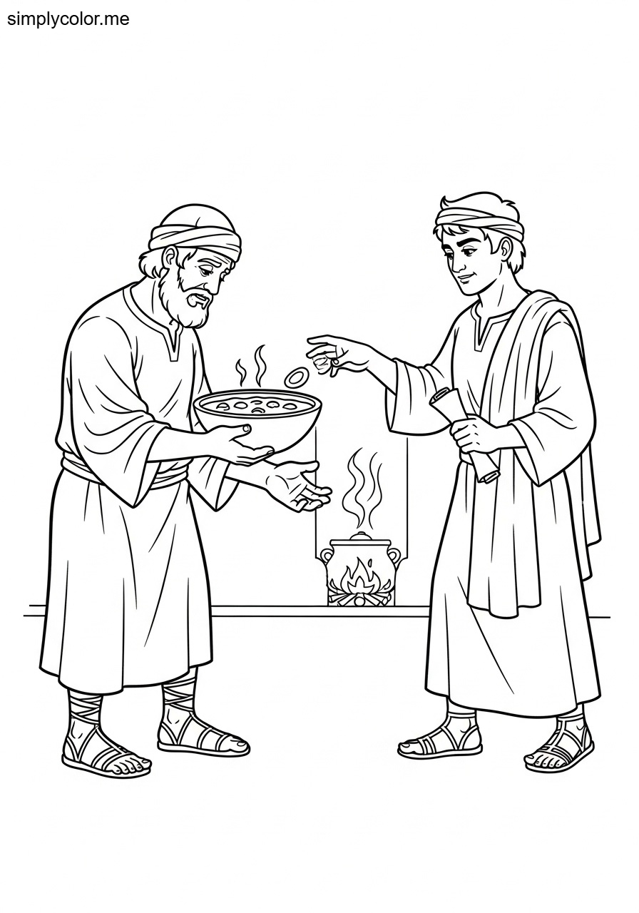 Esau selling his birthright biblical coloring page